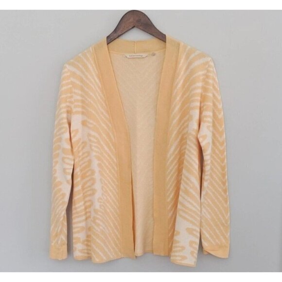 Soft Surroundings Sz M Yellow Striped Open Front Sweater Cardigan Womens - Picture 1 of 7
